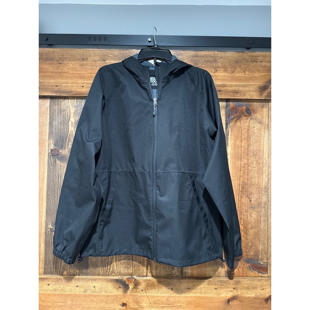 32 Degrees Cool Unisex Windbreaker Jacket Black Full Zip Hooded Mens M‎ Womens L